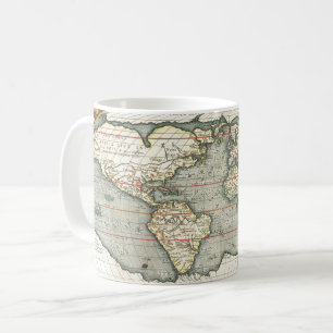 Caneca De Café Mapa Mundial Antigo por Abraham Ortelius 1587–1595