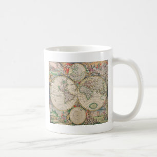 Caneca De Café Mapa Mundial Antiquado