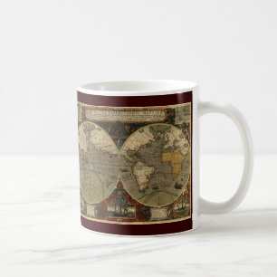 Caneca De Café Mapa Mundial Antiquado