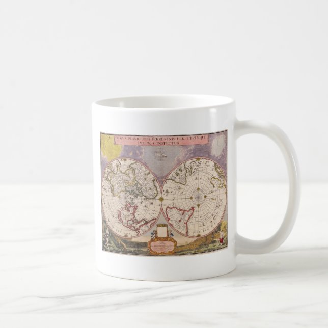 Caneca De Café Mapa Mundial Antiquado (Direita)