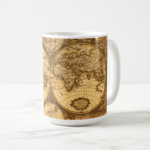 Caneca De Café Mapa Mundial Antiquado
