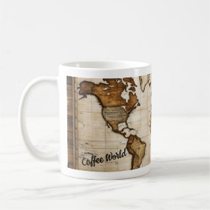Caneca De Café Mapa Mundial Antiquado de Café