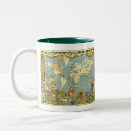 Caneca De Café Mapa Mundial Antiquado do Império Britânico, 1886