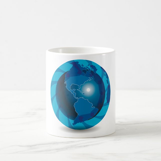 Caneca De Café Mapa Mundial do Globo Terrestre Azul Moderno (Criador carregado)