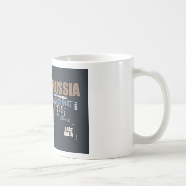 Caneca De Café Mapa Mundial em Palavras (Direita)