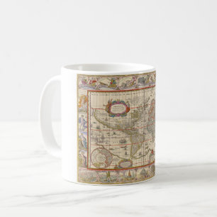 Caneca De Café Mapa mundial medieval de Willem Blaeu