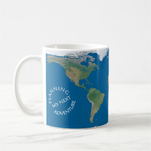 Caneca De Café Mapa Mundial - Planejando Minha Próxima Aventura -