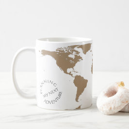 Caneca De Café Mapa Mundial - Planejando Minha Próxima Aventura -