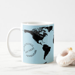 Caneca De Café Mapa Mundial - Planejando Minha Próxima Aventura -