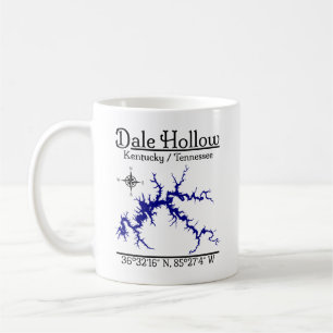 Caneca De Café Mapa Náutico do Lago Dale Hollow Kentucky Tennesse