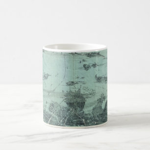 Caneca De Café Mapa Pictórico Antigo do Porto de Boston (1897)