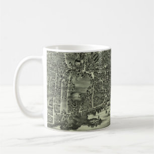 Caneca De Café Mapa pictórico do vintage das MÃES de Marblehead