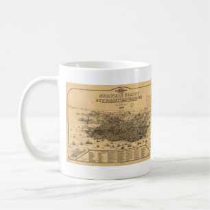 Caneca De Café Mapa pictórico do vintage de San Francisco (1875)