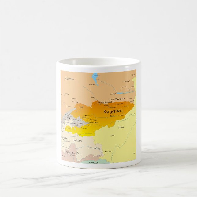 Caneca De Café Mapa político do Quirguistão e da Ásia Central (Criador carregado)