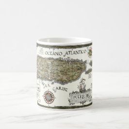 Caneca De Café Mapa postal Vintage Porto Rico