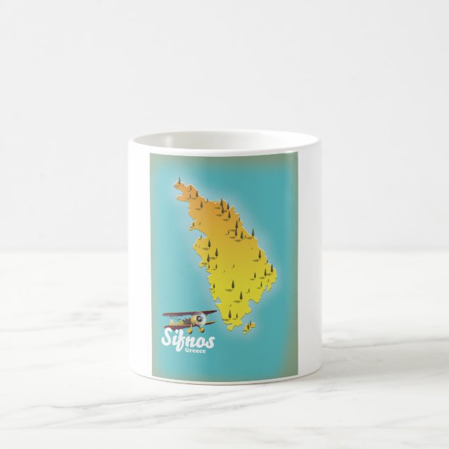 Caneca De Café Mapa retrô de Sifnos Grécia (Centro)