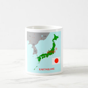 Caneca De Café Mapa Sísmico do Terremoto no Japão
