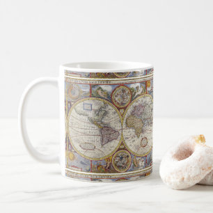 Caneca De Café Mapa Thunder_Cove do vintage do viajante de mundo