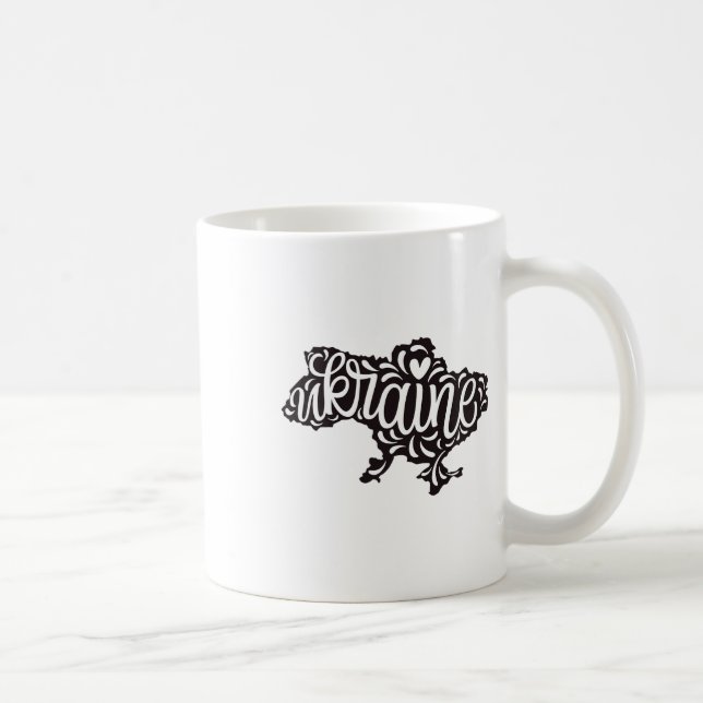 Caneca De Café Mapa Ucrânia - Emblema Nacional Ucraniano (Direita)