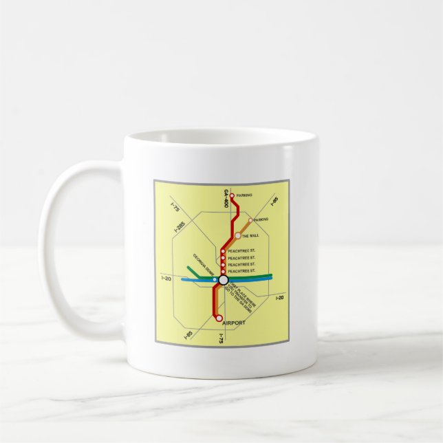 Caneca De Café Mapa útil do metro de Atlanta (Esquerda)