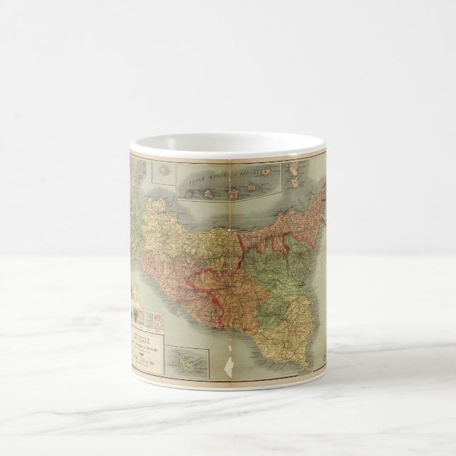 Caneca De Café Mapa velho de Sicília desde 1900 (carta de (Centro)