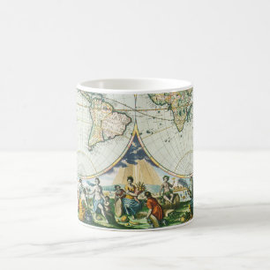 Caneca De Café Mapa Vintage Antique do Velho Mundo, 1666 por Piet