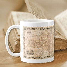 Caneca De Café Mapa Vintage Da Mug Do Estado De Nova York