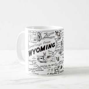 Caneca De Café Mapa Vintage de Wyoming Mug