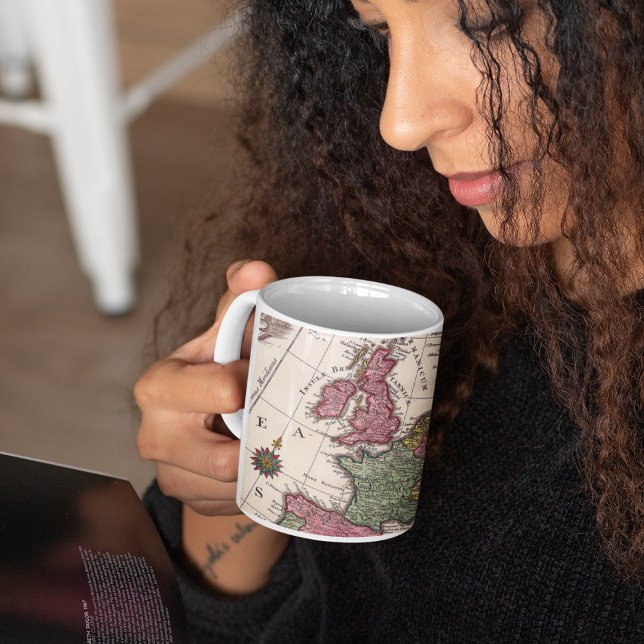 Caneca De Café Mapa Vintage Europe (Criador carregado)
