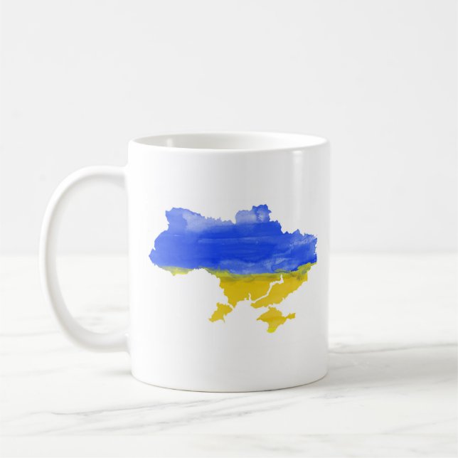 Caneca De Café Mapa Watercolor Ucraniano (Esquerda)