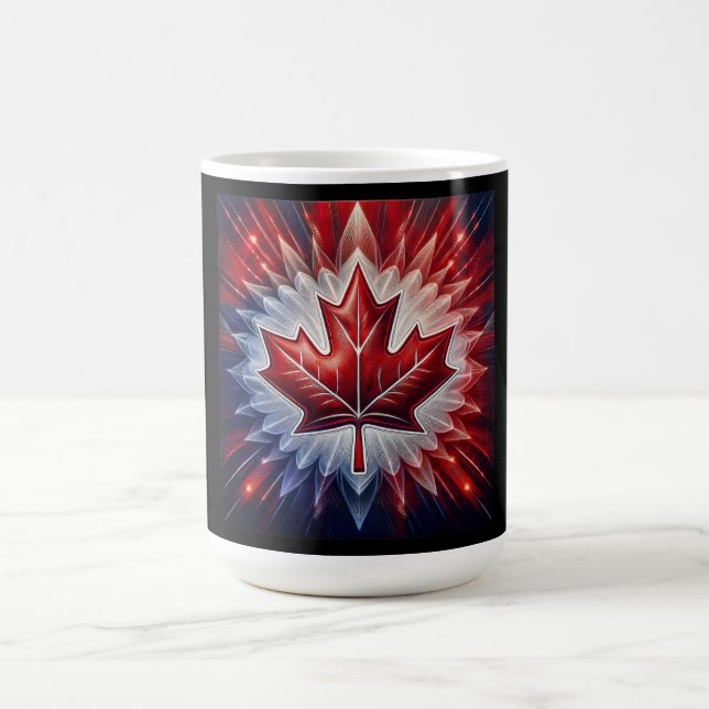 Caneca De Café Maple Leaf Canadian Flag Fractal (Centro)