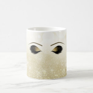 Caneca De Café Maquiagem Glam Gold Olhos & Cílios Personalizados