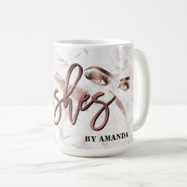 Caneca De Café Maquiagem Olhos-De-Orelha Pisca Rosa Dourado Marbl