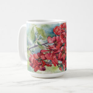 Caneca De Café Máquina de aquarela maçã flor de marmelo flores ár