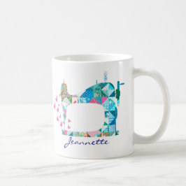 Caneca De Café Máquina de costura contra estilhaços de turquesa