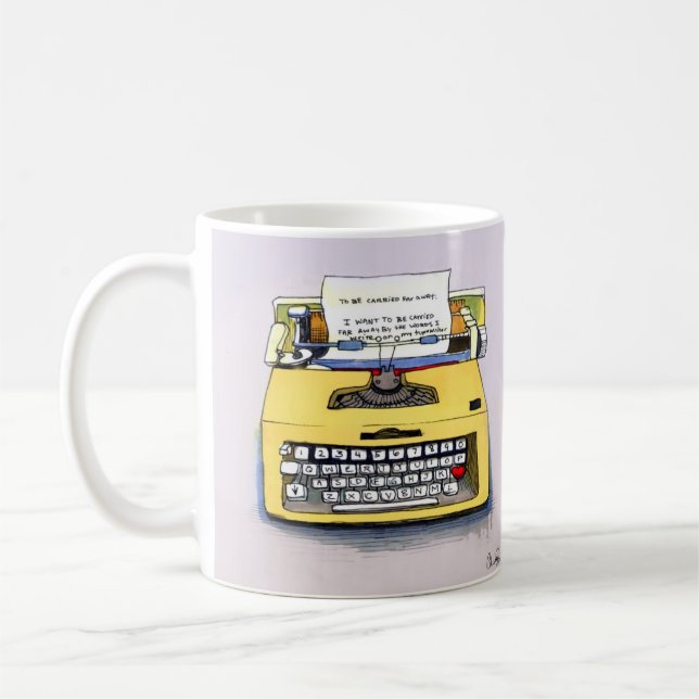 Caneca De Café Máquina de escrever amarela subtil (Esquerda)