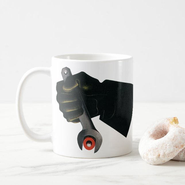 Caneca De Café Máquina de Fábrica de Manufatura de Negócios Antig (Com Donut)