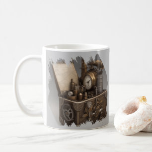 Caneca De Café Máquina do Tempo Steampunk - Treasure Chest Vintag