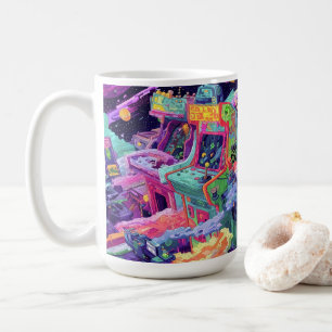 Caneca De Café Máquinas de Arcade Retrô no Espaço