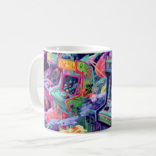 Caneca De Café Máquinas de Arcade Retrô no Espaço