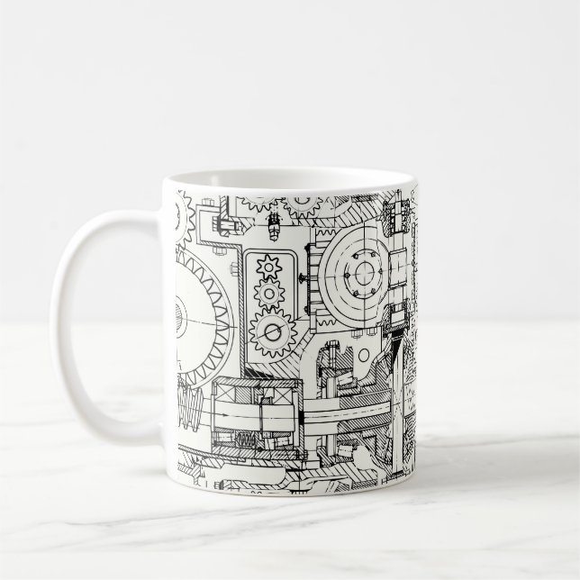 Caneca De Café Máquinas Técnicas Sem Costura. (Esquerda)