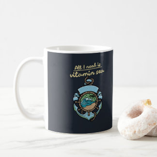 Caneca De Café Mar Vitaminico Âncora Náutica Onda Citação Praia O
