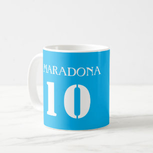 Caneca De Café MARADONA 10 / NAPOLI JERSEY IMPRESSO AUTOGRAFIA Mu