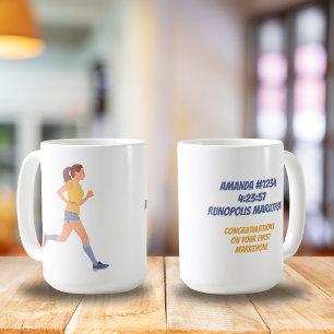 Caneca De Café Marathon Woman Name Time and Location Personalizad