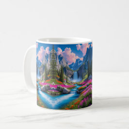 Caneca De Café maravilhosa cachoeira e paisagem fluvial