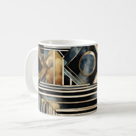 Caneca De Café Marble Black and gold Jazzy Geométrico de Art-deco
