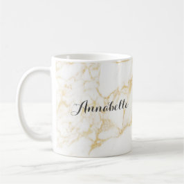 Caneca De Café Marble branco e Dourado
