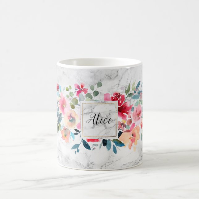 Caneca De Café Marble das Flores de Mola das Bridesmaid Watercolo (Centro)