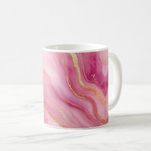 Caneca De Café Marble Elegante rosa e Dourado