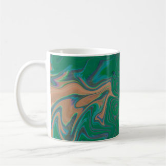 Caneca De Café Marble Forms – Green & Gold Natural Flow